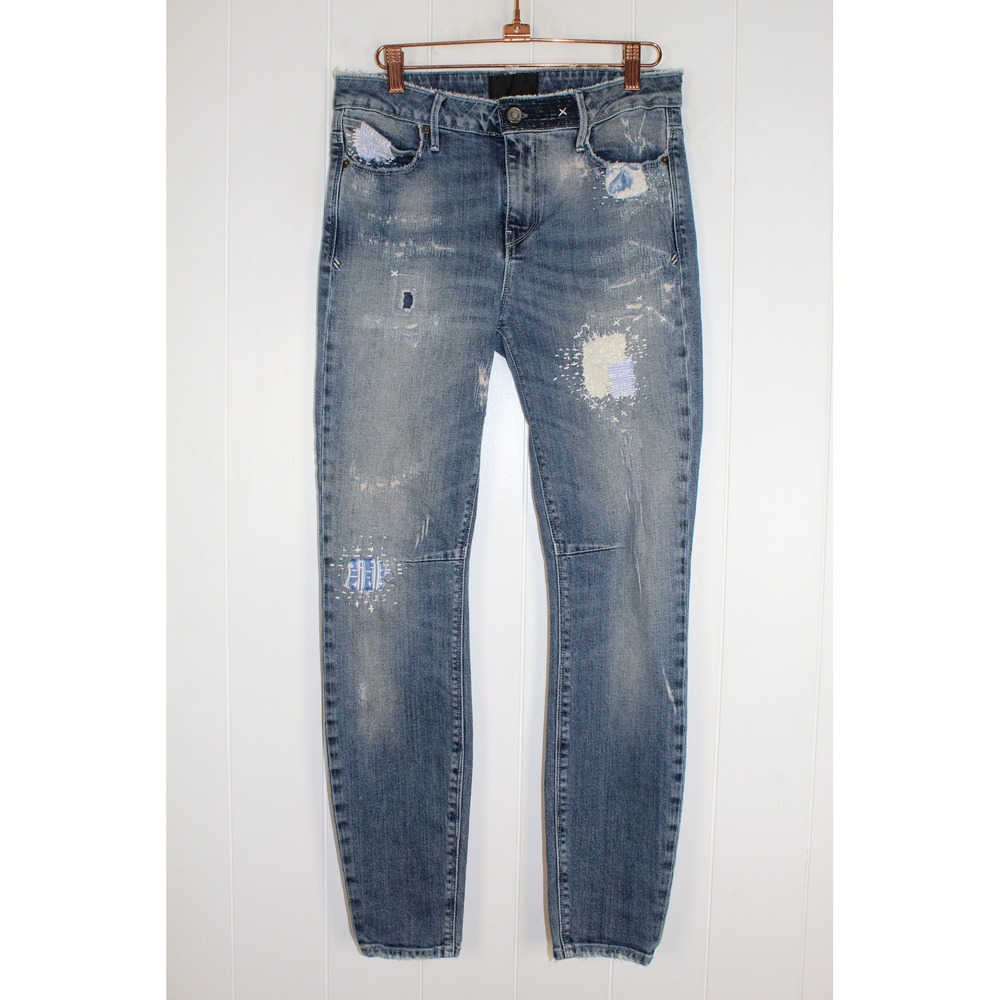 RtA Distressed Patchwork Boyfriend Jeans Size 27 Japanese Denim Stretch
